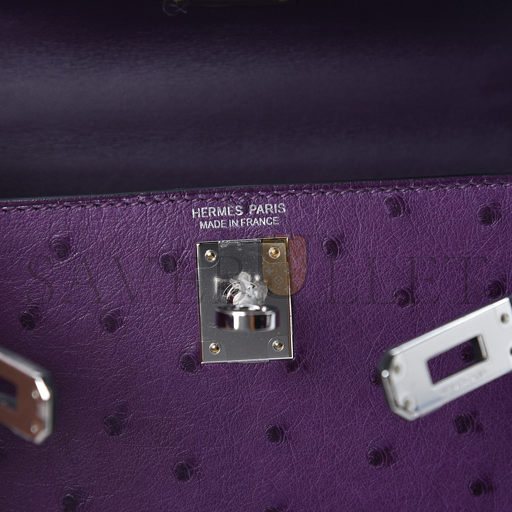 H**mes master ostrich mini kelly ii sellier violine (19*12*5.5cm)